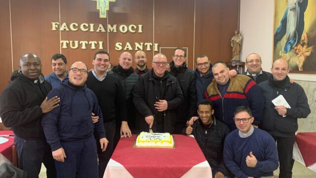 Curia della Provincia Italiana. 27mo anniversario di ordinazione sacerdotale del Provinciale, padre Claudio de Caro. 18 Gennaio 2021