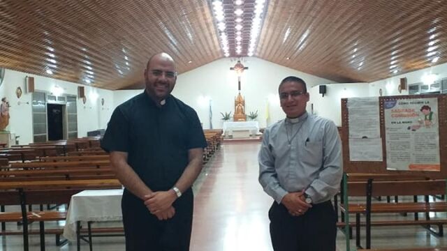 Padre Emilian Piràn Vargas e fra. Oscar Heriberto Chica Bermeo per l'apertura della nuova comunità vocazionista in San Juan: Parroquia Sagrado Corazón, Capilla Santísimo Sacramento. San Juan, Argentina 19/3/2021
