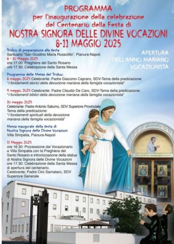 Programma dell'inizio Centenario di Nostra Signora delle Divine Vocazioni